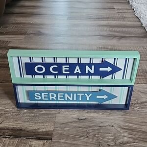 Ocean Serenity Decorative Sign Set - Blue and Green